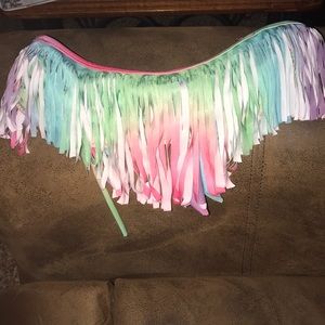 Juniors multi colored fringe bikini